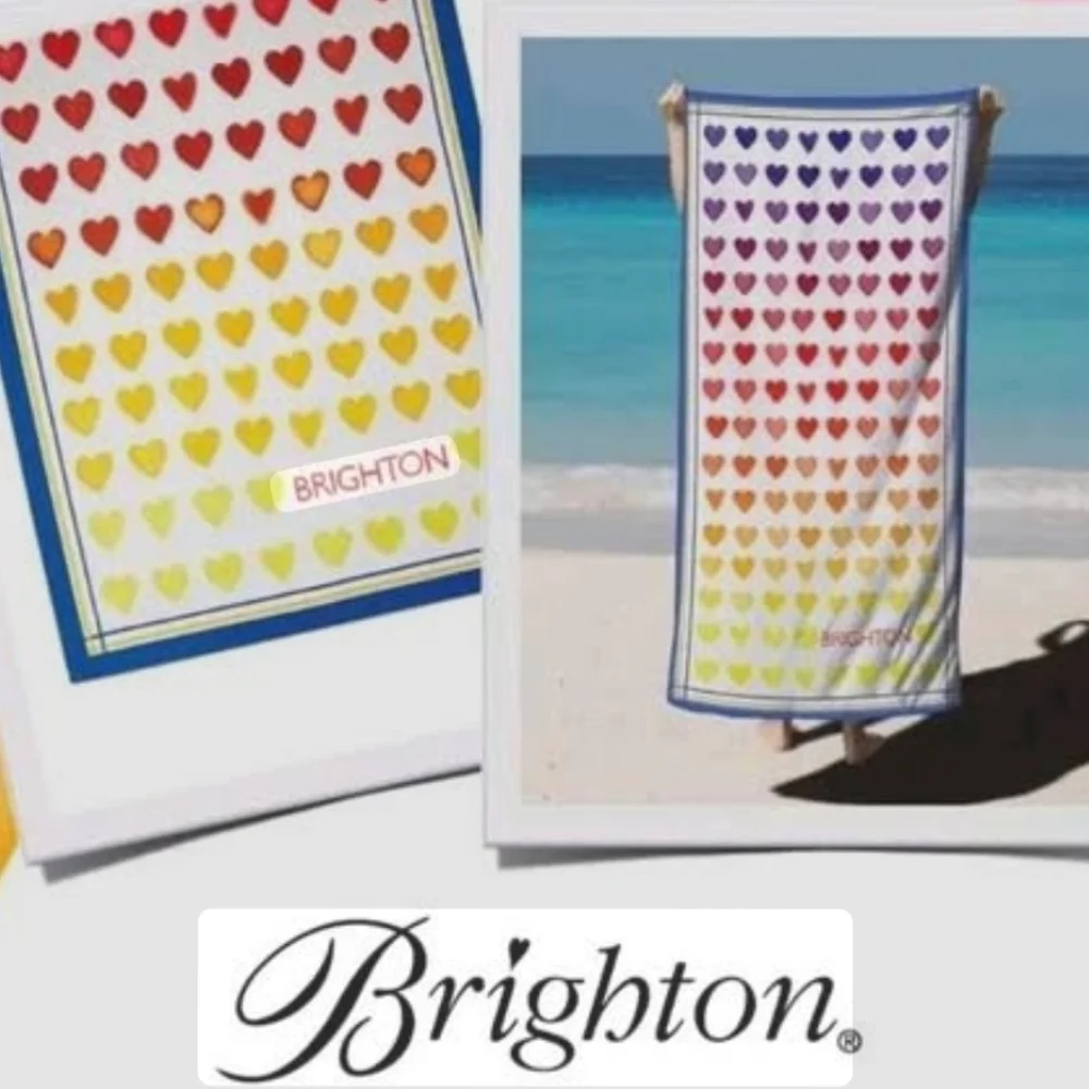 Brighton Multicolor Hearts Print Beach Towel New